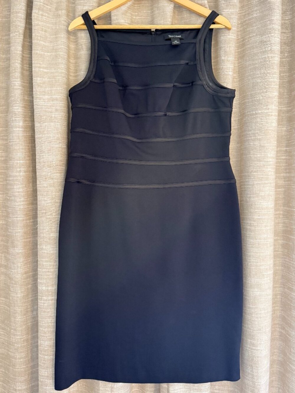 White House Black Market Black Satin Trim Sheath Dress Size 14